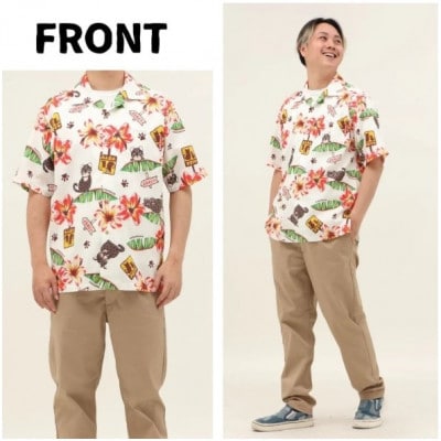 【マンゴハウスかりゆしウェア】メンズ　LL　アイボリー　I LOVEイリオモテヤマネコ　251164