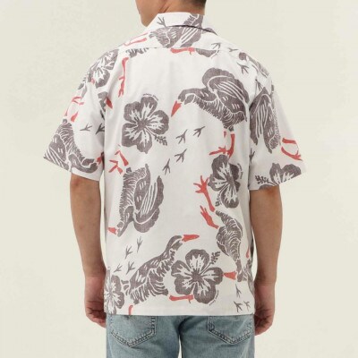 【マンゴハウスのかりゆしウェア】メンズ　3Lサイズ　オフブラウン　ヤンバルクイナウォーク251168