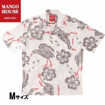 【マンゴハウスのかりゆしウェア】メンズ　Mサイズ　オフブラウン　ヤンバルクイナウォーク　251168