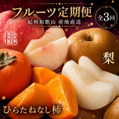 【発送月固定定期便】紀州和歌山産旬のフルーツセット(桃・梨・ひらたねなし柿)全3回