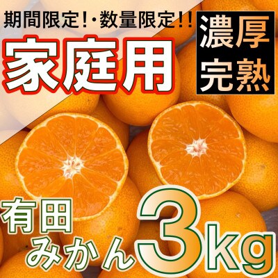 北真農園　有田みかん 家庭用 3kg　濃厚完熟　お試しサイズ　ORYY推奨