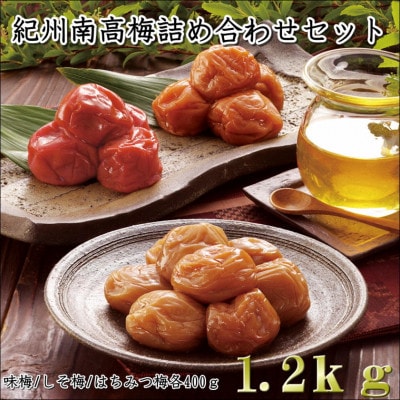 紀州南高梅　詰め合わせセット1.2kg(はちみつ・しそ・味梅)