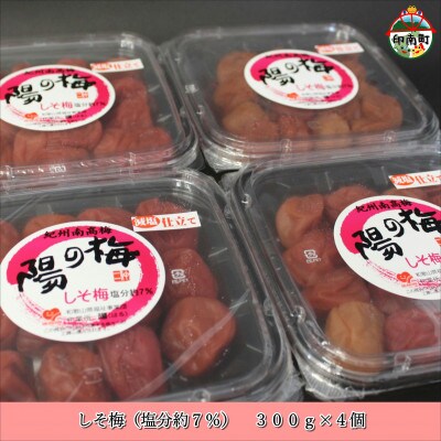 紀州南高梅　しそ梅1.2kg(300g×4個)