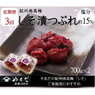 【3ヵ月毎定期便】紀州南高梅しそ漬つぶれ(塩分約15%)全3回