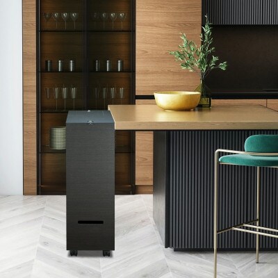 バスク グランデペール 2段 ブラック アイランド型キッチンに美しくフィットする木目調くず入れ