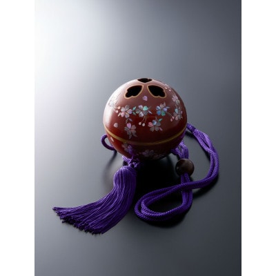 吊香炉『薫珠』(R)桜(青貝螺鈿)本漆・真塗(赤)小(11cm)紫色房・紐