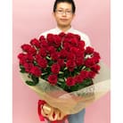 赤バラ花束　50本