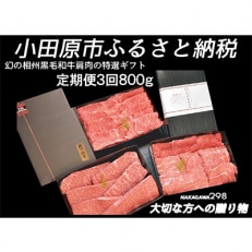 2023年5月発送開始『定期便』 相州黒毛和牛800g 全3回