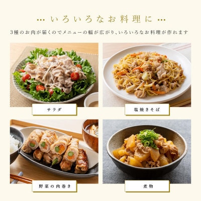 【毎月定期便】【和豚もちぶた】ロース・バラ・肩ロース詰め合わせしゃぶしゃぶセット　計1200g全3回