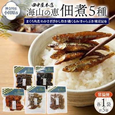 海山の恵 つくだ煮5種セット まぐろ わかさぎ きゃらぶき 椎茸昆布 磯くるみ 各1袋 小田原市