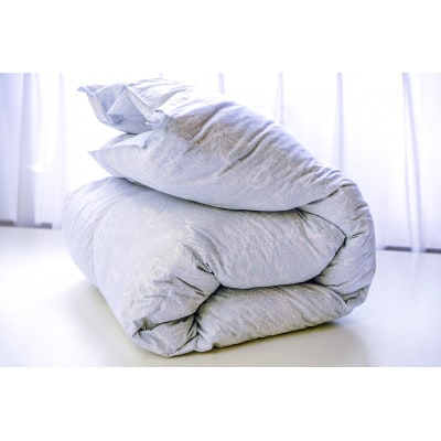 リサイクル羽毛掛布団リサイクル羽毛ダウン90% 羽毛量1.24kg　冬掛けシングルサイズ(ブルー系)
