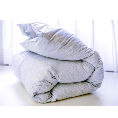 リサイクル羽毛掛布団リサイクル羽毛ダウン90% 羽毛量1.24kg　冬掛けシングルサイズ(ブルー系)