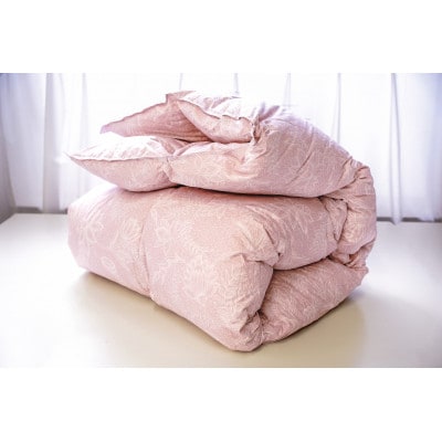 リサイクル羽毛掛布団リサイクル羽毛ダウン90% 羽毛量1.24kg　冬掛けシングルサイズ(ピンク系)