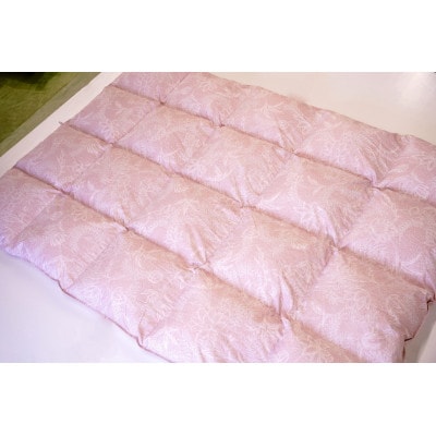 リサイクル羽毛掛布団リサイクル羽毛ダウン90% 羽毛量1.24kg　冬掛けシングルサイズ(ピンク系)