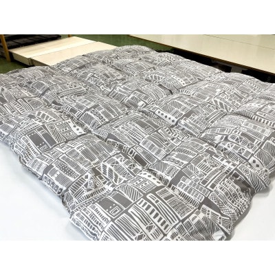 リサイクル羽毛掛布団　リサイクル羽毛ダウン90%使用　羽毛量1.6kg　ダブルサイズ　柄グレー系色