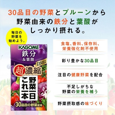 カゴメ 野菜一日これ一本 超濃縮 鉄分&葉酸 125ml 紙パック 72本入