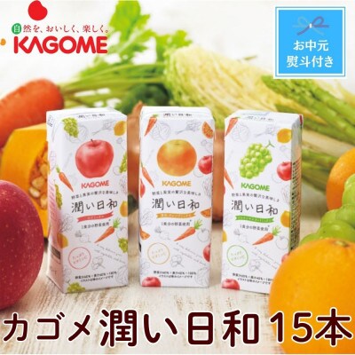 【お中元】カゴメ　潤い日和(3種)計15本