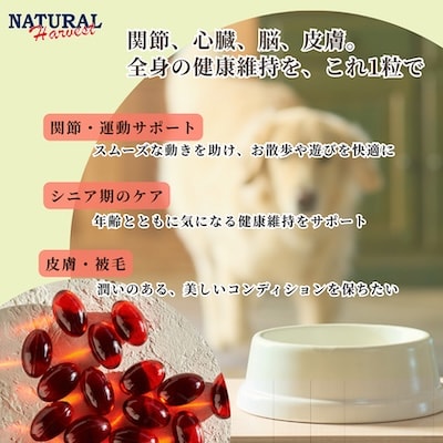 【犬用サプリメント】南極クリルオイル 180粒(ドッグフード / オメガ3 / EPA・DHA)