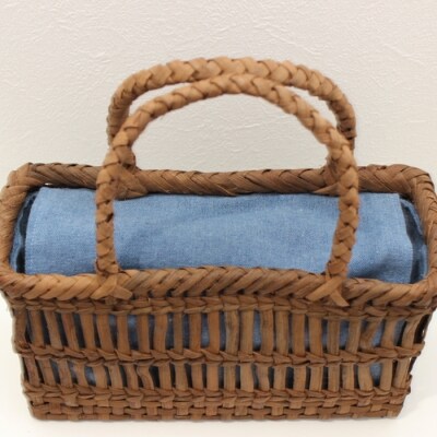 山葡萄かごバッグ Sサイズ 天然藍染の内袋付 手編み 手作り カゴ 籠 篭