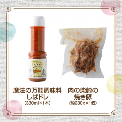 肉の柴崎 万能しばドレ&焼き豚セット|鳴子温泉の老舗