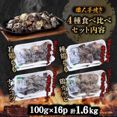 国産鶏炭火焼き 4種食べ比べセット 100g×16P