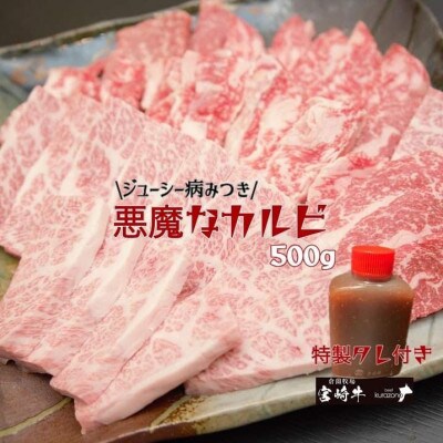 【黒毛和牛専門店直送】宮崎県産黒毛和牛悪魔なカルビ焼肉 500g(B054)
