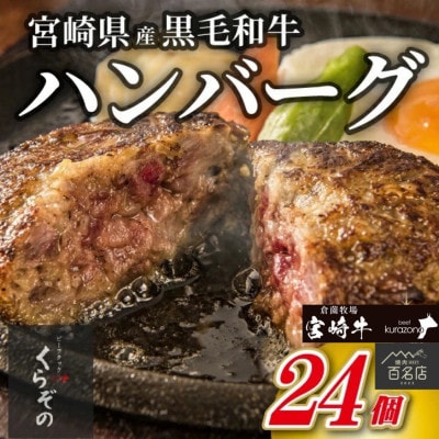 黒毛和牛専門店の宮崎県産黒毛和牛ハンバーグ(24個)(DAS064)