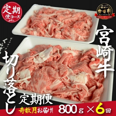 【発送月固定定期便】倉薗牧場直送A4等級以上宮崎牛切り落とし 800g 奇数月全6回
