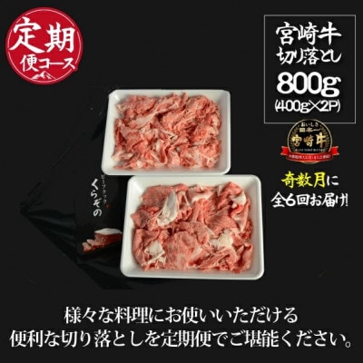 【発送月固定定期便】倉薗牧場直送A4等級以上宮崎牛切り落とし 800g 奇数月全6回