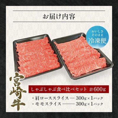 【宮崎県西ノ原牧場直送】A4等級以上宮崎牛食べ比べしゃぶしゃぶ600g(EAS054)(小林市)