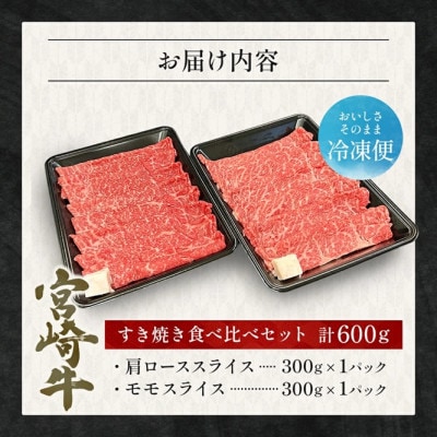 【宮崎県西ノ原牧場直送】A4等級以上宮崎牛食べ比べすき焼き600g(EAS051)(小林市)