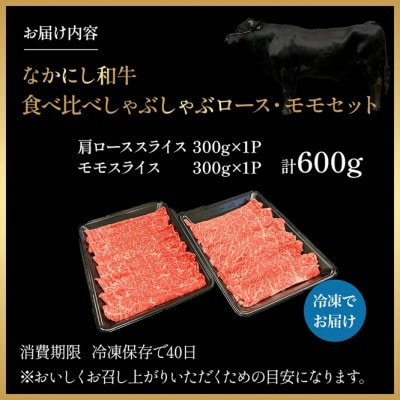 【宮崎県西ノ原牧場直送】宮崎県なかにし和牛食べ比べしゃぶしゃぶ 600g(EAS076)(小林市)