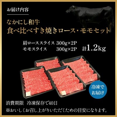 【宮崎県西ノ原牧場直送】宮崎県なかにし和牛食べ比べすき焼き1.2kg(EAS074)(小林市)