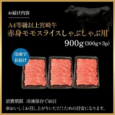 【宮崎県西ノ原牧場直送】A4等級以上宮崎牛赤身しゃぶしゃぶモモ 900g(EAS049)(小林市)