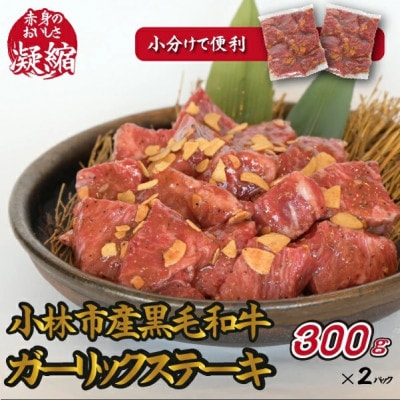 お肉屋さん特製・小林市産黒毛和牛ガーリックステーキ600g(小林市)(D009)