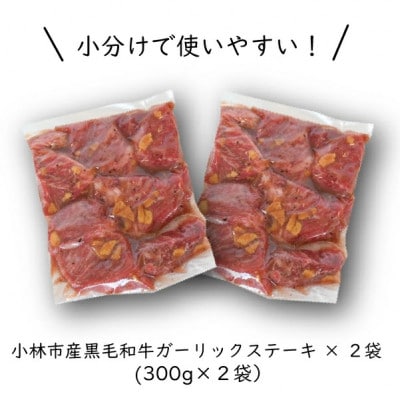 お肉屋さん特製・小林市産黒毛和牛ガーリックステーキ600g(小林市)(D009)