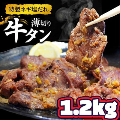 特製ネギ塩だれ 薄切り牛タン1.2kg(小林市)(E148)