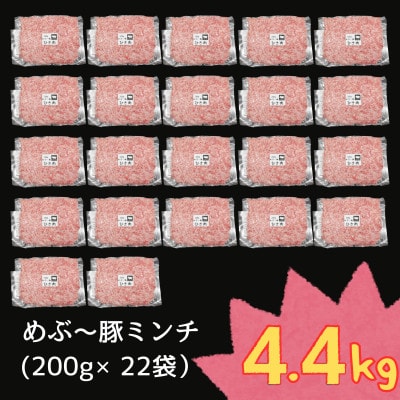 宮崎県産めぶ～豚 豚ミンチ 4.4kg (真空パック200g×22袋)