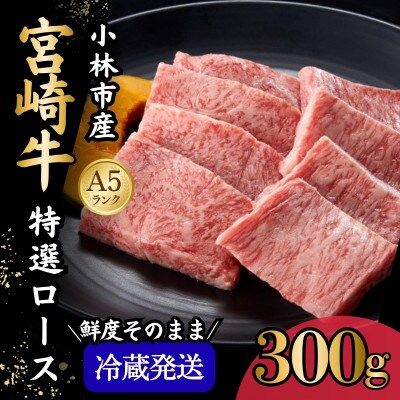 【新鮮チルド発送!!】A5等級宮崎牛特選ロース焼肉 300g(E292)