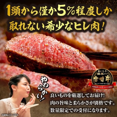 【美味しさ直送】ブランド黒毛和牛宮崎牛ヒレ塊  ブロック肉 500g(F014)