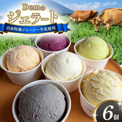 【自家牧場ジャージー牛乳使用】Demのジェラートカップ6個セット(小林市)(E048)