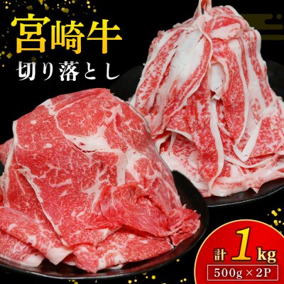 【訳あり】A4等級以上 宮崎牛切り落とし500g×2P 計1kg(小林市)