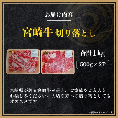 【訳あり】A4等級以上 宮崎牛切り落とし500g×2P 計1kg(小林市)