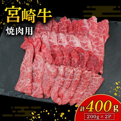 【A4等級以上】宮崎牛焼肉用 200g×2P 計400g(小林市)