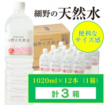 シリカ65mg/L 含有・霧島連山が育んだ細野の天然水1,020ml×12本×3箱【複数個口で配送】