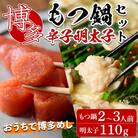 おうちで博多めし　博多もつ鍋セット2～3人前(醤油味)+ 博多辛子明太子110g