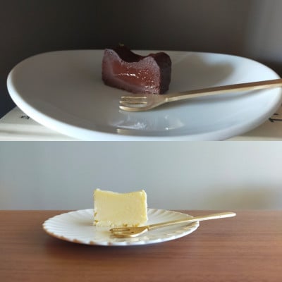 チョコレートを使ったテリーヌとチーズとホワイトチョコレートを使ったテリーヌのセット