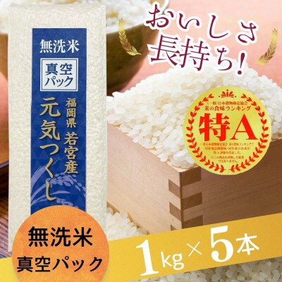 【無洗米】元気つくし 《真空パック》5kg(1kg×5本) 福岡県産(春日市)