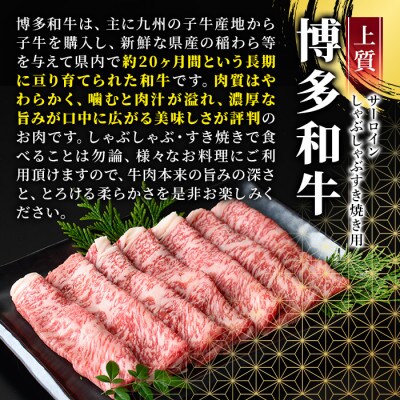 【厳選部位】【A4～A5】博多和牛サーロインしゃぶしゃぶすき焼き用　300g(春日市)