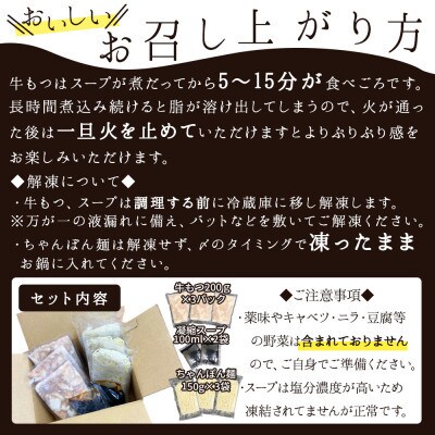 もつ鍋セット 6人前(もつ600g) 濃縮醤油スープ(春日市)